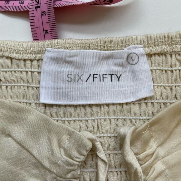 SIX / FIFTY CLOTHING the ruby blouse [ivory] Square neck, ruched‎ size L New - Picture 3 of 5